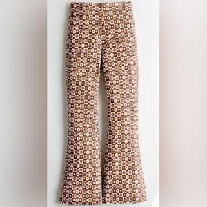 Hollister brown floral high waisted wide leg pants M